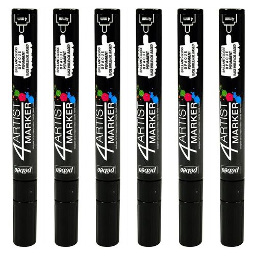 Pbo Lot De 6 Marqueurs Peinture 4artist Pointe Ogive 4 Mm Noir