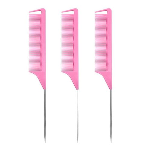 Peignes  Queue De Rat, Peigne  Sparer : Ensemble De 3 Peignes  Queue De Rat, Long Acier Rose Goodnice