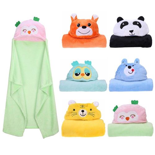 Peignoir Confortable Pour Bb, Couverture Douce  Capuche, Motif Animal De Dessin Anim, Serviette De Bain Pour Enfant En Bas ge