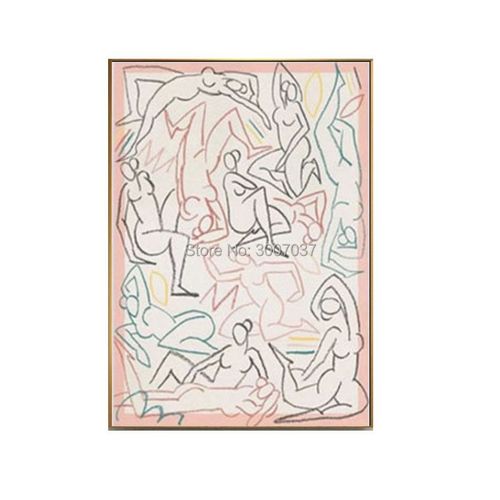 Peinture  L'huile Abstraite De Femme Nue, Sans Cadre, Action Technique, Design, Figurines Peintes  La Main, Toile, Art Mural Pour Dcor, 100% 40x50cm No Frame