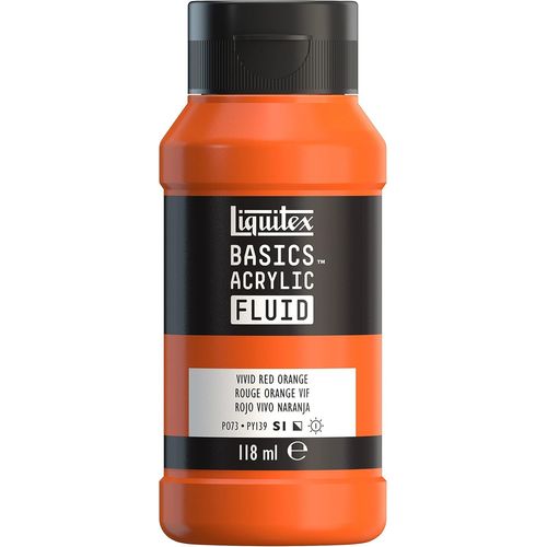 Peinture Acrylique  Consistance Fluide,  Schage Rapide, Rsistante  La Lumire, Impermable,  Base D'eau, Flacon De 118 Ml, Rouge Orange Vif