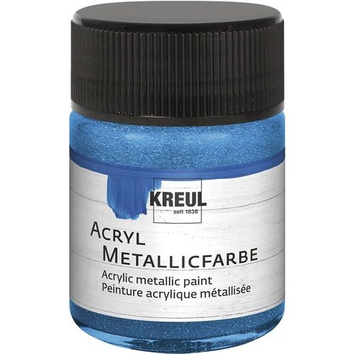 Peinture Acrylique Mtallise, 50 Ml Verre En Bleu Mtallique, Peinture Acrylique Glamour  Effet Mtallique  Base D'eau, Couvrante Et Crmeuse, Schage Rapide Et Rsistante  L'eau