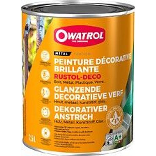 Peinture Antirouille D?Corative Owatrol Rustol Deco Brillant Vert Mousse (Ral 6005) 2.5 Litres