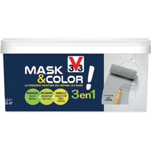 Peinture De R?Novation Multi-Supports V33 Mask & Color Gris Flanelle Mat 2 5l