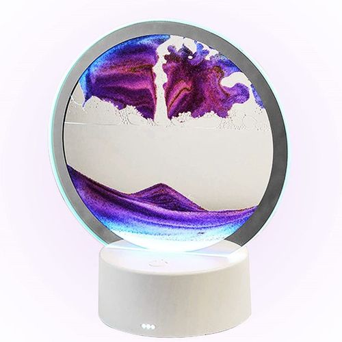 Peinture De Sable Qui Coule, Cadre Sable Mouvant Art Image Dynamique Sable, Images De Sable Rotatives Sablier 3d Paysage, Cadre En Verre Rond Pour Dcoration Cadeaux De Nol Anniversaire