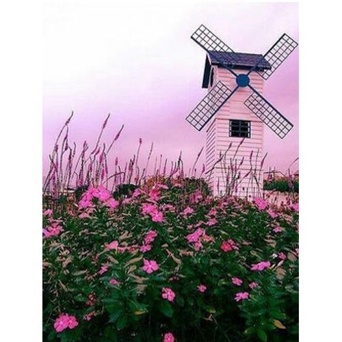 Peinture Diamant Thme Moulin  Vent, Broderie Complte 5d, Fleurs, Paysage, Point De Croix, Dcoration D'intrieur,  Faire Soi-Mme 40x50cm No Frame