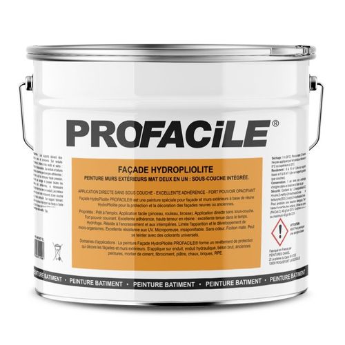 Peinture Faade Mat Hydropliolite Profacile, Impression, Finition, Durable Jusqu'a 10 Ans 10 Litres Jaune (Ral 075 80 50)