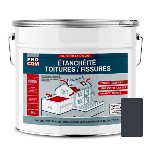 Peinture, Rsine D'tanchit Toiture, Rparation Tuiles, Fissures, Anti-Fuites, Dcore, Protge, Plusieurs Coloris Procom 10 Litres Gris Ardoise