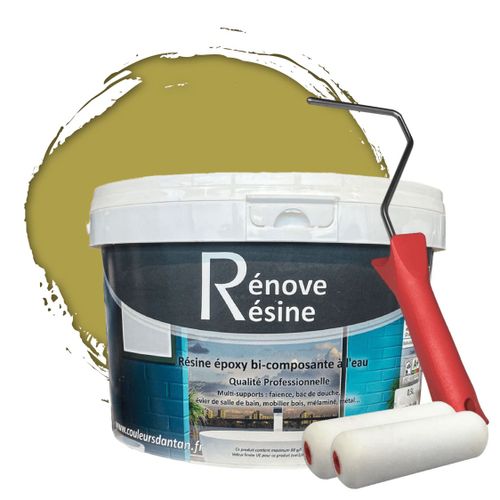 Peinture Rsine Multisupport Intrieur Pour Faence, Carrelage, Douche, Baignoire 5m - Ral 1024 Jaune Ocre + Kit D'application Offert