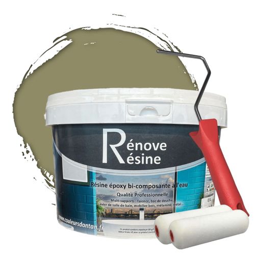 Peinture Rsine Multisupport Intrieur Pour Faence, Carrelage, Douche, Baignoire 5m - Ral 7034 Gris Jaune + Kit D'application Offert