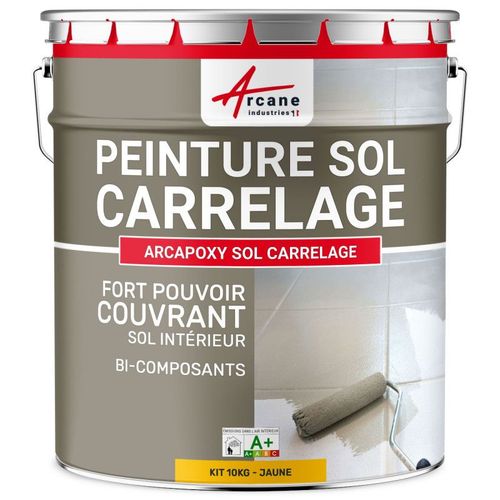 Peinture Sol Carrelage - Rsine Carrelage  - Arcapoxy Sol Carrelage - Kit 10 Kg Jusqu'a 50m Pour 2 Couches Ral 1023 Jaune - Arcane Industries