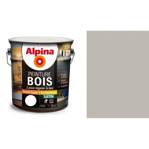 Peinture Spciale Bois Gris Souris Satin 2.5l Alpina Microporeux Protge Dcor Lessivable