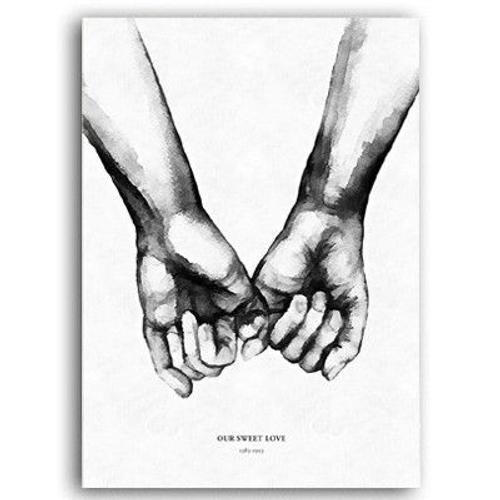 Peinture Sur Toile Abstraite De Couple, Lettres D'amour En Noir Et Blanc, Pour Couple, Affiche D'art Murale Imprime, Image Pour Dcoration De La Maison, Pour Chambre  Coucher Sans Cadre?40x40cm