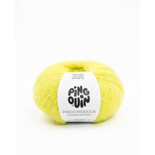 Pelote De Laine Et Mohair Pingo Modoux - Douceur Et Style Runis - Pingouin Citron Jaune