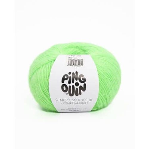 Pelote De Laine Et Mohair Pingo Modoux - Douceur Et Style Runis - Pingouin Vert Fluo
