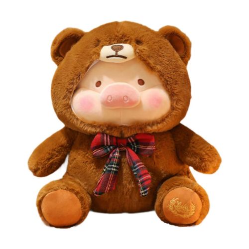 Peluche cochon adorable ours en peluche douce pour enfants, jouet de chambre d'enfant marron-Brun