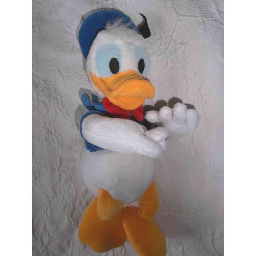 Peluche Doudou Donald Duck Le Canard Disneyland Walt Disnet Blanc Jaune Et Bleu Col Marin Noeud Papillon Rouge 30 Cm