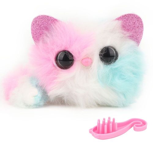 Peluche electronique mignonne pour enfants, grand chat aux yeux larges, jouet pour enfants, cadeau (blanc et bleu)