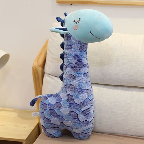 Peluche girafe douce et mignonne, poupe fille endormie, clin, long oreiller, grand coussin de poupe en chiffon de cerf Cerf bleu - 1,1 m (1,85 kg)