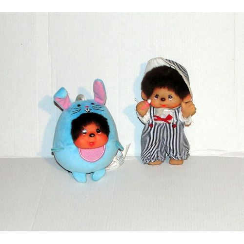 Peluche Kiki Boule Lapin Monchhichi Sekiguchi + Poupe Kiki Le Vrai