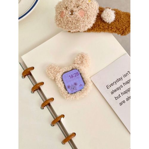 Peluche Mignonne Faite  La Main Pour Apple Watch 9 Apple Watch Avec Gnration S10 Iwatch8765se-tui Simple En Velours Pour Fille - Abricot - 40/41 Mm Universel