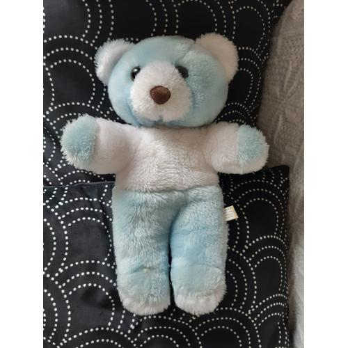 Peluche Ours Bleu Et Blanc