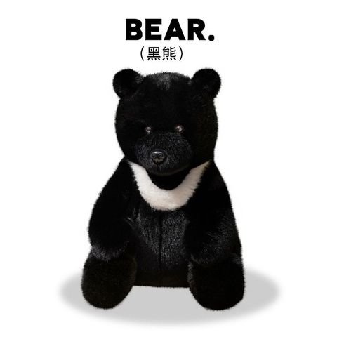 Peluche Ours Mignon Assis, Grand Ours Noir, Poupe Ours Polaire, Grand Oreiller Zoo Ours Noir - Nez Noir