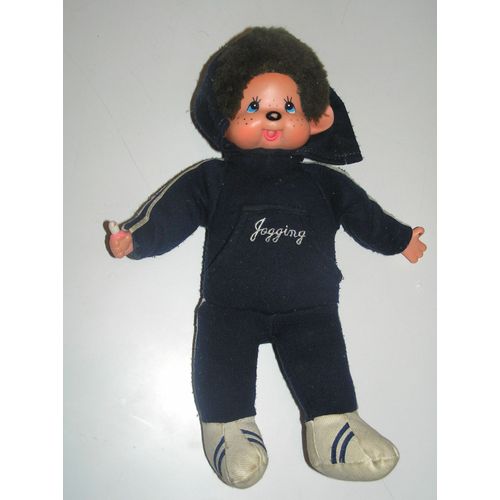 Peluche Poupe Doudou Kiki Et Son Jogging Bleu Marine 33 Cm