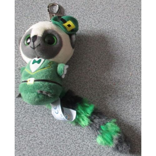 Peluche Yoo Hoo & Friends Leprechaum- Blanche/Verte Et Grise-Hauteur 10cm Environ-Monte Sur Mousqueton  Fixer Sur Un Anneau Porte-Cls Ou Autre Support--Aurora World-Achete En Irlande