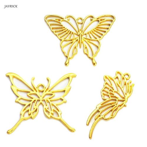 Pendentif  Cadre Mtallique Papillon Dor, 3 Pices, Cadre Ouvert, Cadre En Rsine Uv, Accessoires De Bijouterie  Faire Soi Mme