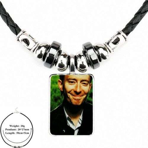 Pendentif  Perles En Cuir Noir, Tte Radio Pour Enfants, Thomas Edward Yorke Pour Femmes Unisexes, Collier Maxi En Verre Fait  La Main