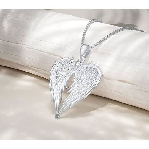 Pendentif Ailes D'ange + Chane En Acier Inoxydable Argent...Taille Rglable...Longueur Attache Au Plus Long 28cm...Vendus Dans Une Bote Cadeau