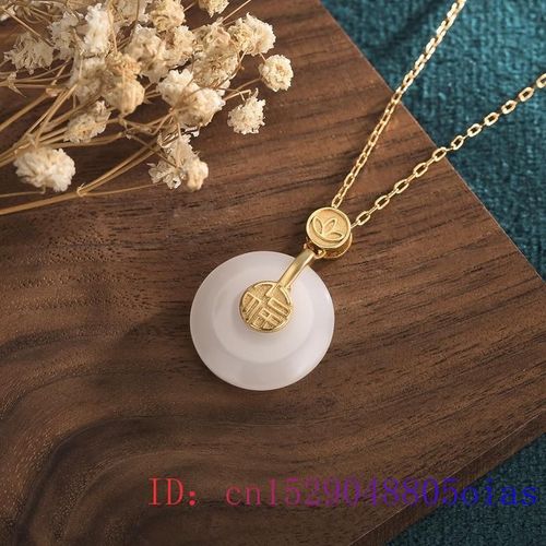 Pendentif Beignet En Jade Blanc Pour Femmes, Amulette En Cristal De Zircon Naturel, Bijoux En Argent 925, Collier Calcdoine,  La Mode