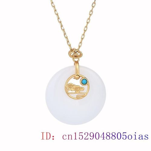 Pendentif Beignet En Jade Blanc Pour Femmes, Argent 925, Cristal Naturel, Amulette En Zircon, Pierre Prcieuse Calcdoine, Collier, Bijoux, Cadeaux  La Mode