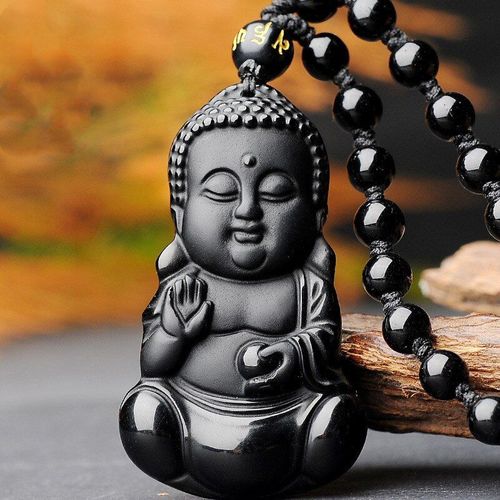 Pendentif Bouddha En Jade Noir Naturel Sculpt  La Main, Bijoux  La Mode, Obsidienne, Collier De Poupe Pour Hommes Et Femmes