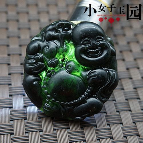 Pendentif Bouddha En Jade Vert Et Noir Pour Femmes, Collier En Obsidienne Naturelle, Bijoux Amulette  La Mode, Cadeaux