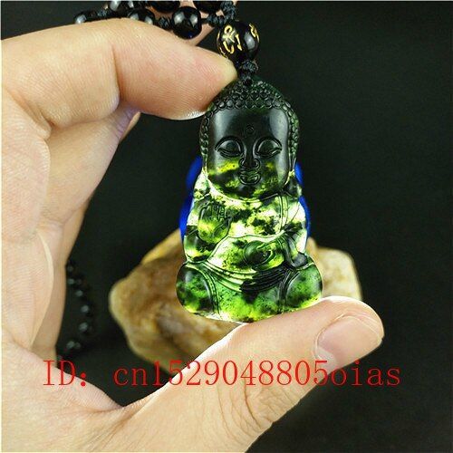 Pendentif Bouddha Pour Bb En Jade, Naturel, Noir, Vert, Certifi Chinois, Collier, Breloque, Bijoux, Accessoires En Obsidienne, Amulette Sculpte, Cadeaux