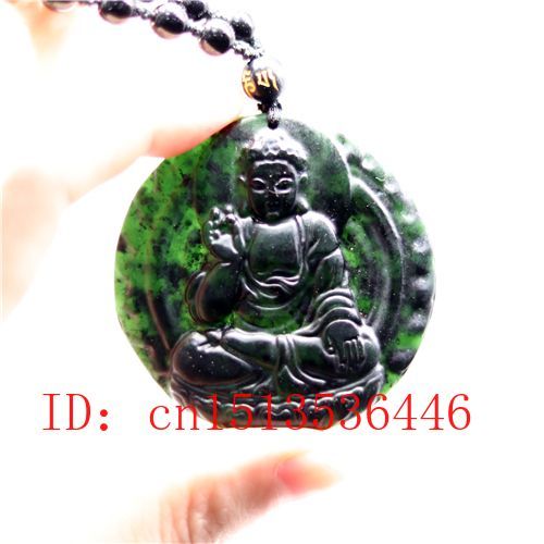Pendentif Bouddhisme En Jade Vert Et Noir Pour Hommes, Collier Naturel Sculpt  La Main, Amulette  La Mode, Cadeaux Porte-Bonheur, Chane De Pull