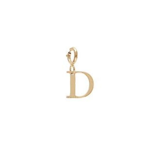 Pendentif Charms Argent Et Dorure Jaune Initiale D Avec Anneau Ressort