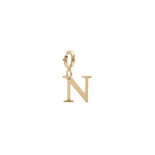 Pendentif Charms Argent Et Dorure Jaune Initiale N Avec Anneau Ressort