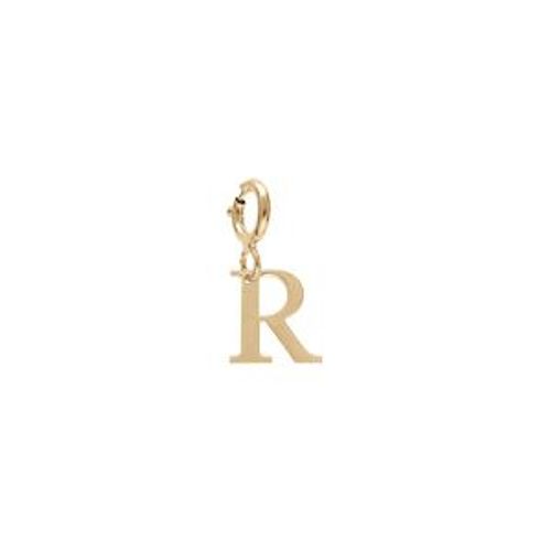 Pendentif Charms Argent Et Dorure Jaune Initiale R Avec Anneau Ressort