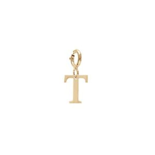 Pendentif Charms Argent Et Dorure Jaune Initiale T Avec Anneau Ressort