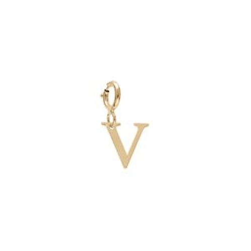 Pendentif Charms Argent Et Dorure Jaune Initiale V Avec Anneau Ressort