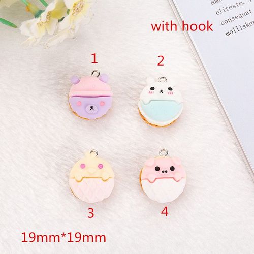 Pendentif De Boucles D'oreilles En Rsine, Breloque Macaron Gteau, Bijoux Collier Pendentif Pour Boucles D'oreilles Bricolage Pices De Porte-Cls, 19*19mm 8 Pices