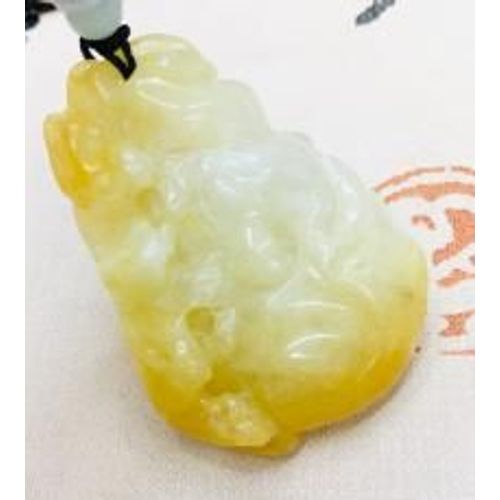 Pendentif De Gourde Jaune En Topaze Naturelle Pure, Sculpt  La Main, Collier Simple Tricot  La Main