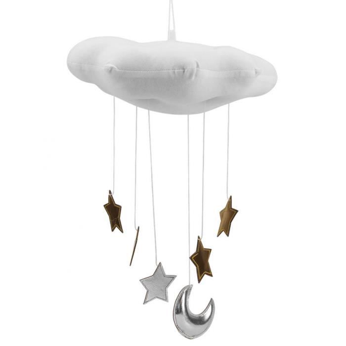 Pendentif Decoration Suspendue Nuage Flottant Avec Des Etoiles Lune Pour Lit De Bebe Blanc Mkk19 Rakuten