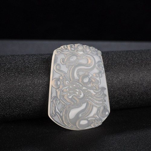 Pendentif Dragon En Jade Blanc Naturel Vritable Pour Femmes Et Hommes, Breloque De Calcdoine Glace, Bijoux, Accessoires, Amulette En Pierre De Jades Certifie, Cadeau
