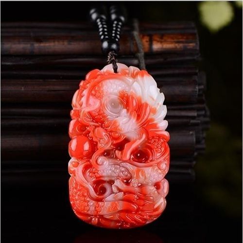 Pendentif Dragon En Jade De Sang De Poulet Naturel, Amulette En Pierre De Jades Rouge Certifie, Cadeaux Pour Hommes Et Femmes, Bijoux De Charme  La Mode
