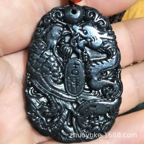 Pendentif Dragon En Jade Noir Vritable Pour Hommes, Collier, Breloques, Bijoux, Amulette En Pierre Fine, Cadeaux  La Mode