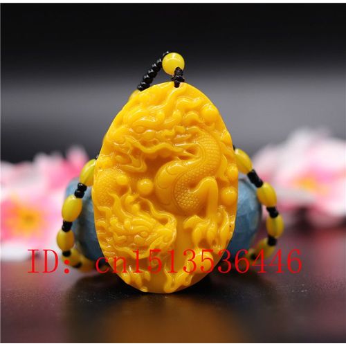 Pendentif Dragon Jade Jaune  La Mode, Bijoux Chinois Sculpt  La Main, Relaxation Gurison, Femmes Hommes, Cadeaux De Chance Amulette P28